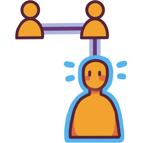 Two siblings and one child are linked, and the child is highlighted in blue.